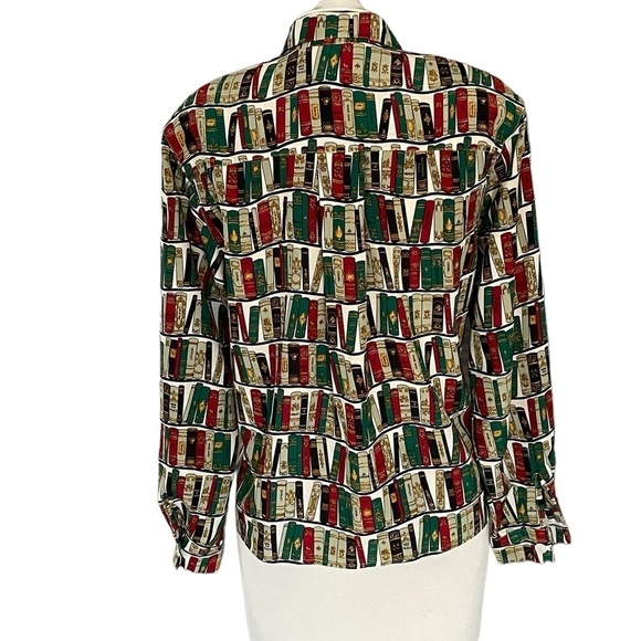 Vintage Jones New York Library Print Long Sleeve Shirt Size 6 - Picture 3 of 7